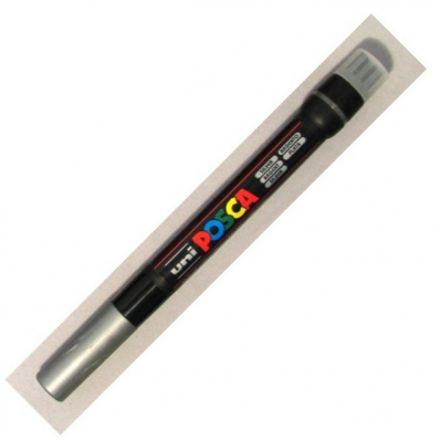 Marker pentru desen tip pensula argintiu, UNI Posca Brush PCF-350