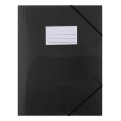 Mapa documente din plastic cu elastic eticheta neagra, DONAU