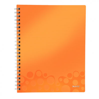 Caiet A4 cu spira 80 file matematica coperti PP portocaliu metalizat, LEITZ Get Organized WoW