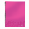 Caiet A4 cu spira 80 file matematica coperti PP roz metalizat, LEITZ Get Organized WoW