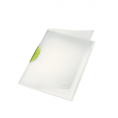 Dosar plastic cu clema pivotanta alb (clema verde), LEITZ Colorclip Magic