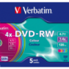 DVD-RW 4.7Gb 4x slimcase 5 buc/cut, VERBATIM Color